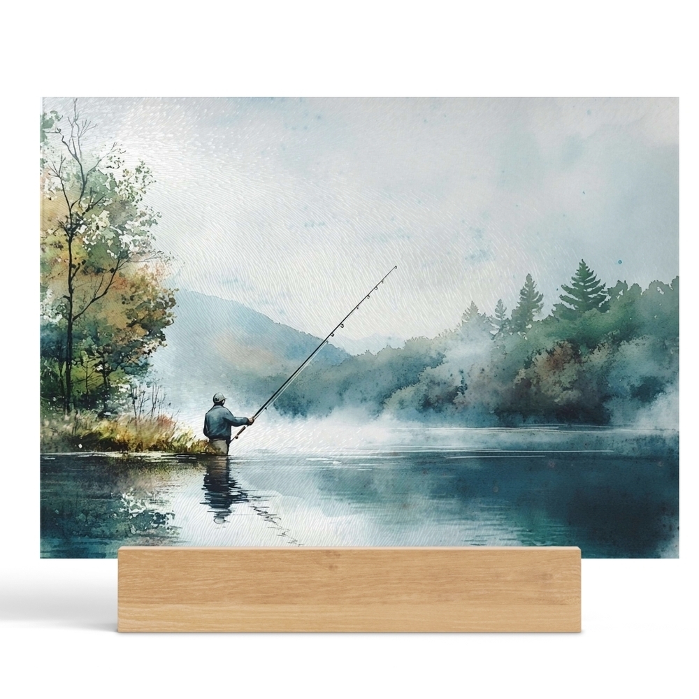Scenic Fishing Glass Cutting Board Size 11 X  8 - Picture 2 of 3